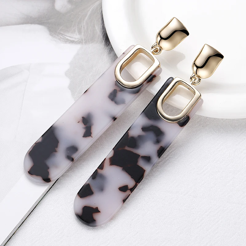 Женские акриловые прямоугольные серьги ZA с леопардовым принтом геометрические