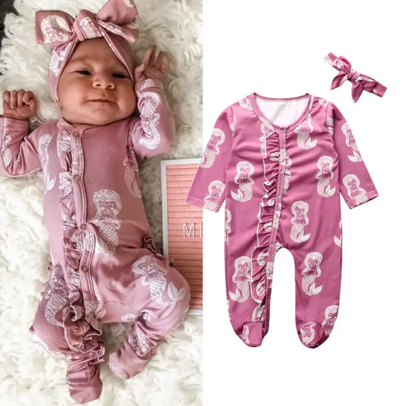 Детский комбинезон с принтом русалки на возраст 0 18 месяцев|Ромперы| |