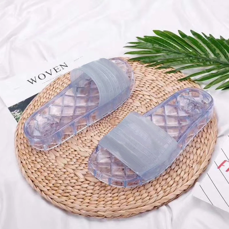 

prowow Luxury Women Slippers PVC Leather Transparent Slides Beach Sandals High Quality Flip-flops Open Toe Slippers Women