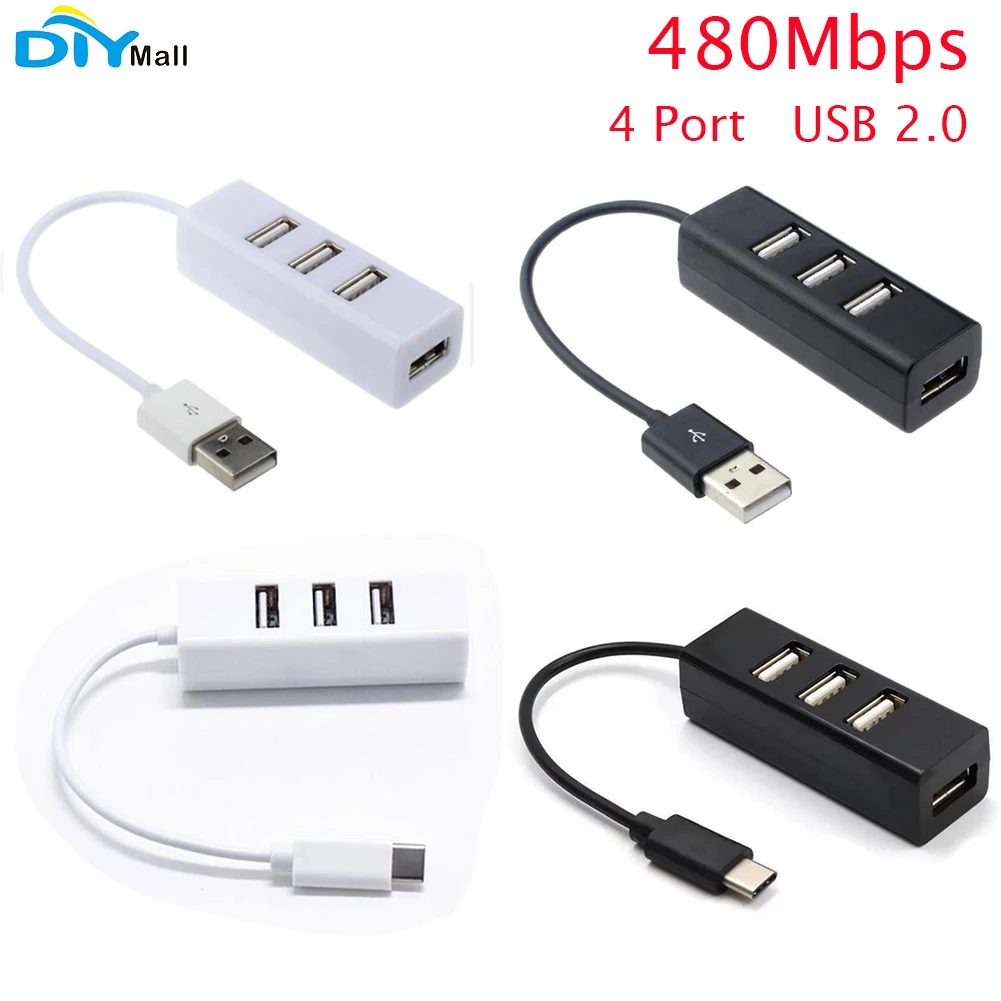 

480Mbits High Speed USB Hub USB 2.0 USB Type-C Interface for PC Computer Smart Phone iMac Macbook Pro 2Colors Multi USB Splitter