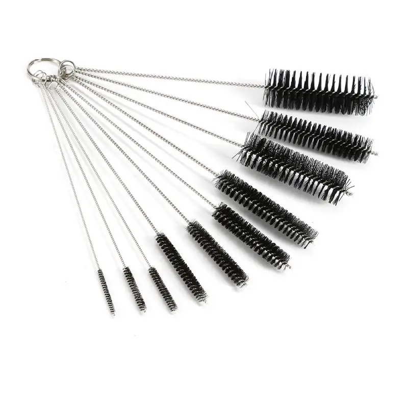 10PC Cleaning Brushes Hose Brush Stainless Steel Handle Coffee Machine Test Tube Cleaner Bristle Household Cleaning Tools