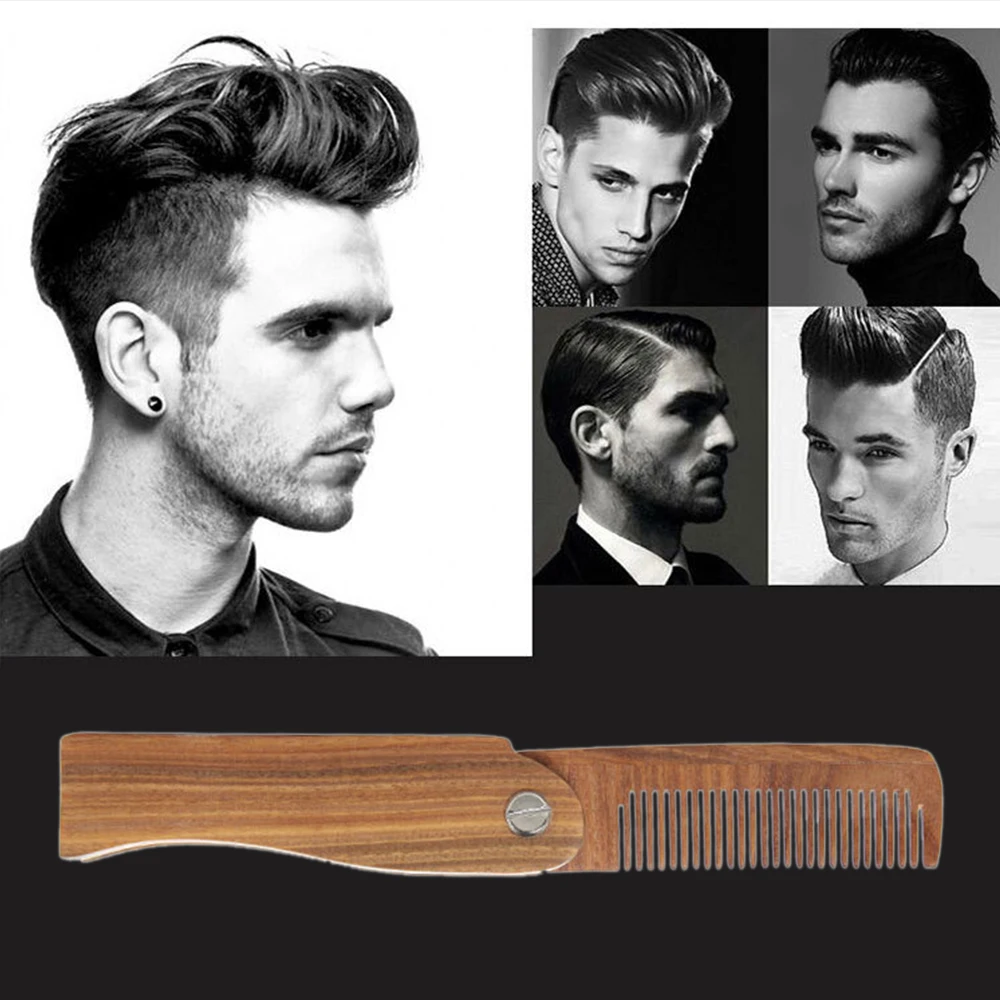 Натуральная Зеленая сандаловая деревянная Складная расческа для волос