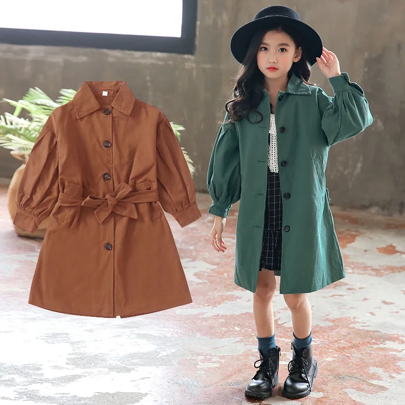 

Girls Korean Leisure Long Lantern Sleeve Coat 2019 Autumn Girls Bubble Windbreaker Manteau Enfant Fille Jacket Kids Baby Outwear