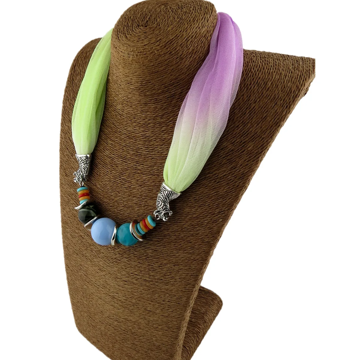 Новый шарф с подвеской ожерелье богемные ожерелья для женщин шифоновое