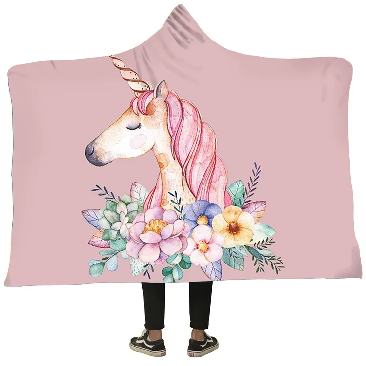 Одеяло с единорогом 3D принтом плюшевое одеяло капюшоном пледы Утяжеленные