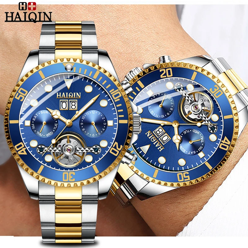 Часы наручные HAIQIN мужские спортивные брендовые роскошные стальные модные