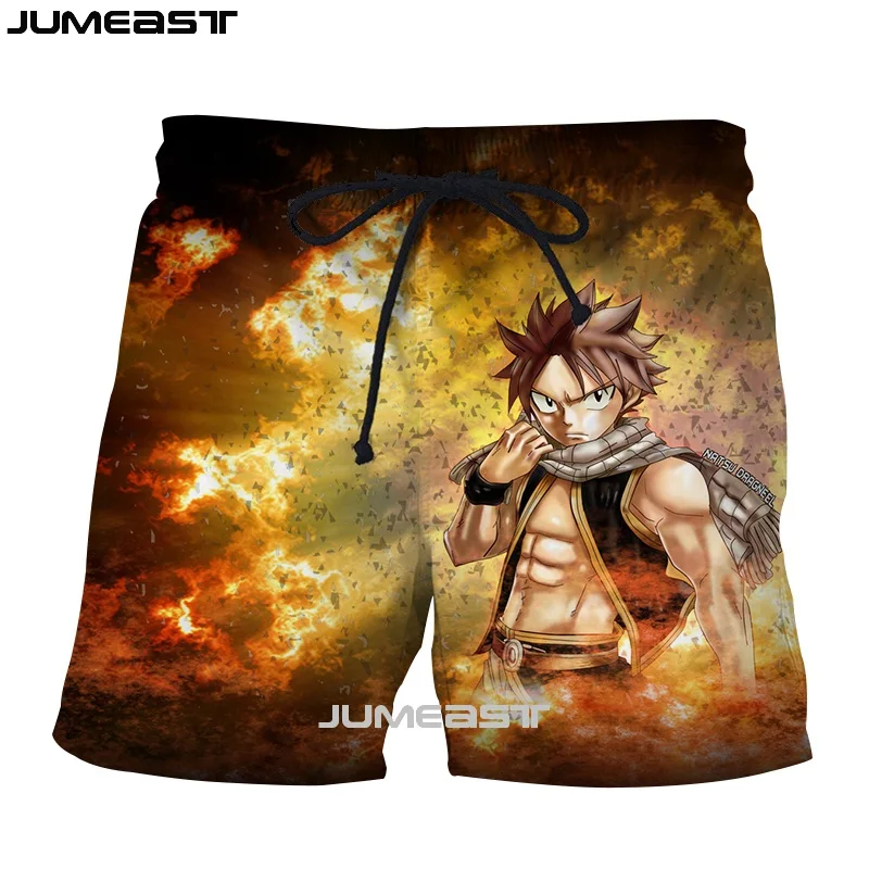 Jumeast Men Women 3D Anime Fairy Tail Oversized Streetwear Board Shorts Fashion Summer Beach Casual Sweatpants Short Pants | Мужская