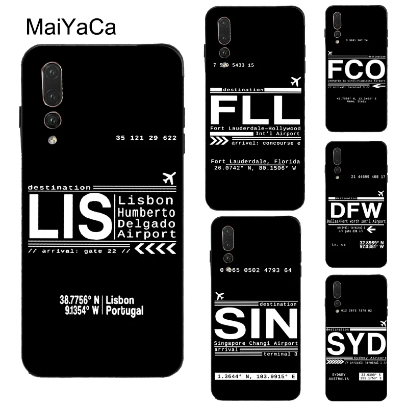 MaiYaCa Код аэропорта Забавный чехол для Huawei Честь 8X 9X 9 10 Lite 20 Pro 10i 7A 7C 8A 8C 8S Y6 Y9 Y7 2019