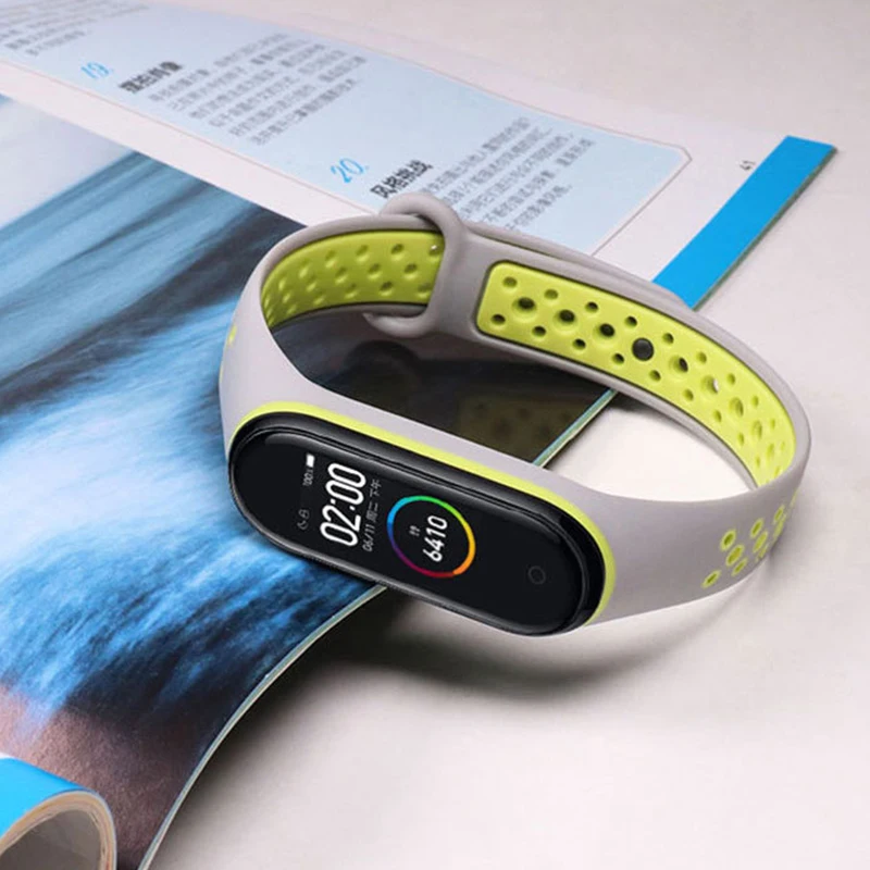 

Silicone belt watchband For Xiaomi Mi Band 5 / 6 smartwatch strap Sport Double color Bracelet Replacement TPU Fashion wristband