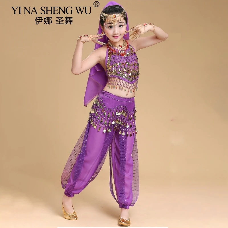 

New Kids Belly Dance Costumes Set Oriental Dance Costumes Girl Egypt Egyptian Bollywood Indian Belly Dancing Clothing 6 Colors