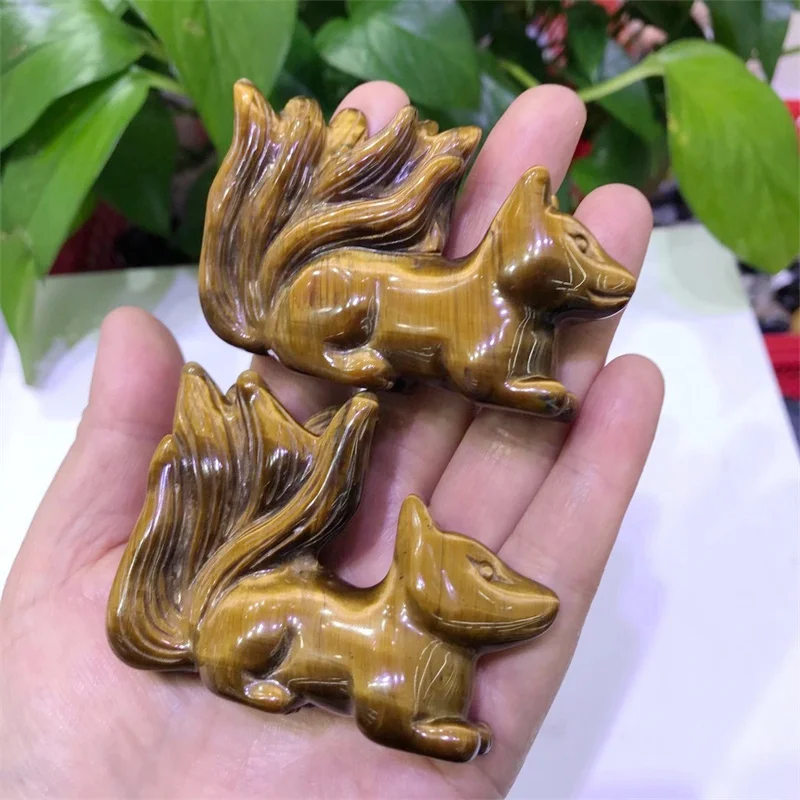 1 шт. натуральный желтый камень тигровый глаз ручная резная пятиконечная лиса