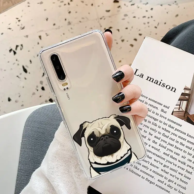 

Cute Pug Dog French Bulldog Phone Case Transparent for Samsung A71 S9 10 20 HUAWEI p30 40 honor 10i 8x xiaomi note 8 Pro 10t 11