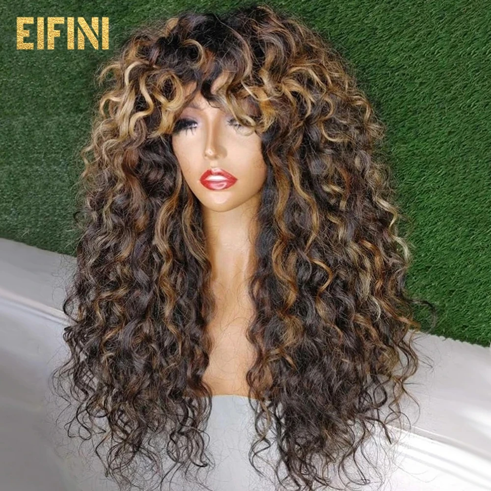 

Хайлайтер цветные свободные вьющиеся волосы парик с челкой полностью автоматические парики без клея человеческие волосы парики для женщин...