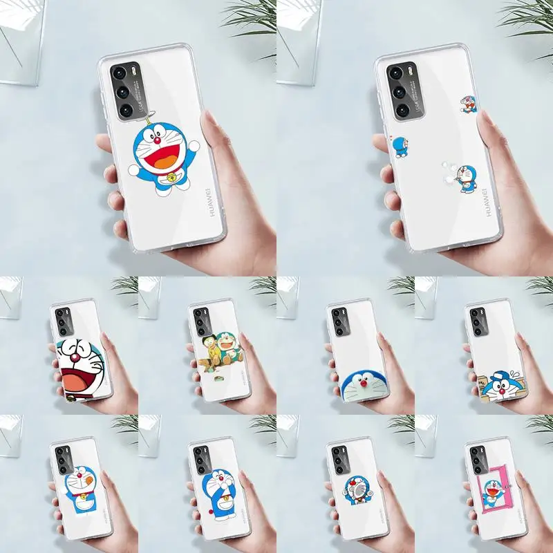 

Japanese anime Doraemon Phone Case Transparent For Huawei 8 7 6 5 4 3 2 pro SE i E Soft TPU Clear Mobile Bags Coque