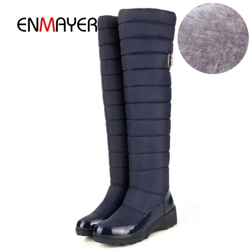 

ENMAYER New arrival Russia keep warm snow boots fashion platform fur over the knee boots warm winter boots for women shoes CR959