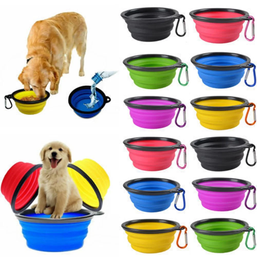 1PC Pet Soft Dog Bowl Folding Silicone Travel For Portable Collapsible Cat Food Water Dish Feeder | Дом и сад