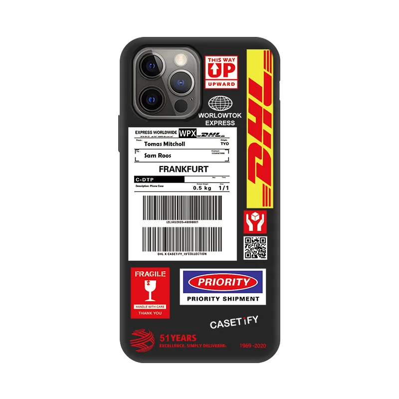 DHL Label Case For iPhone 12 Pro Max 11 13 Pro XS Max XR X 6 6S 7 8 Plus SE 2020 12 mini Phone CaseCover Fundas Soft Silicone