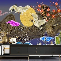 custom new chinese style wallpaper photo 3d crane cloud background wall mural home living room bedroom decoration tapety fresco