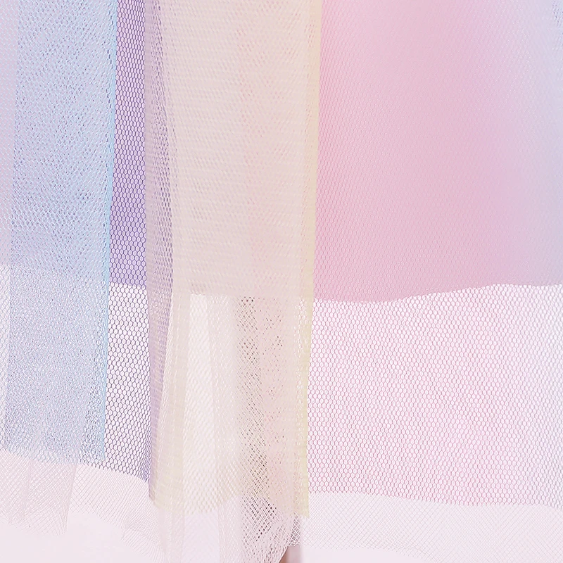 

Summer Active Rainbow Dress Sequin Crown T Shirt 2 in 1 Ball Gown Baby Girl Sweet Lace Princess Gowns Casual Clothings