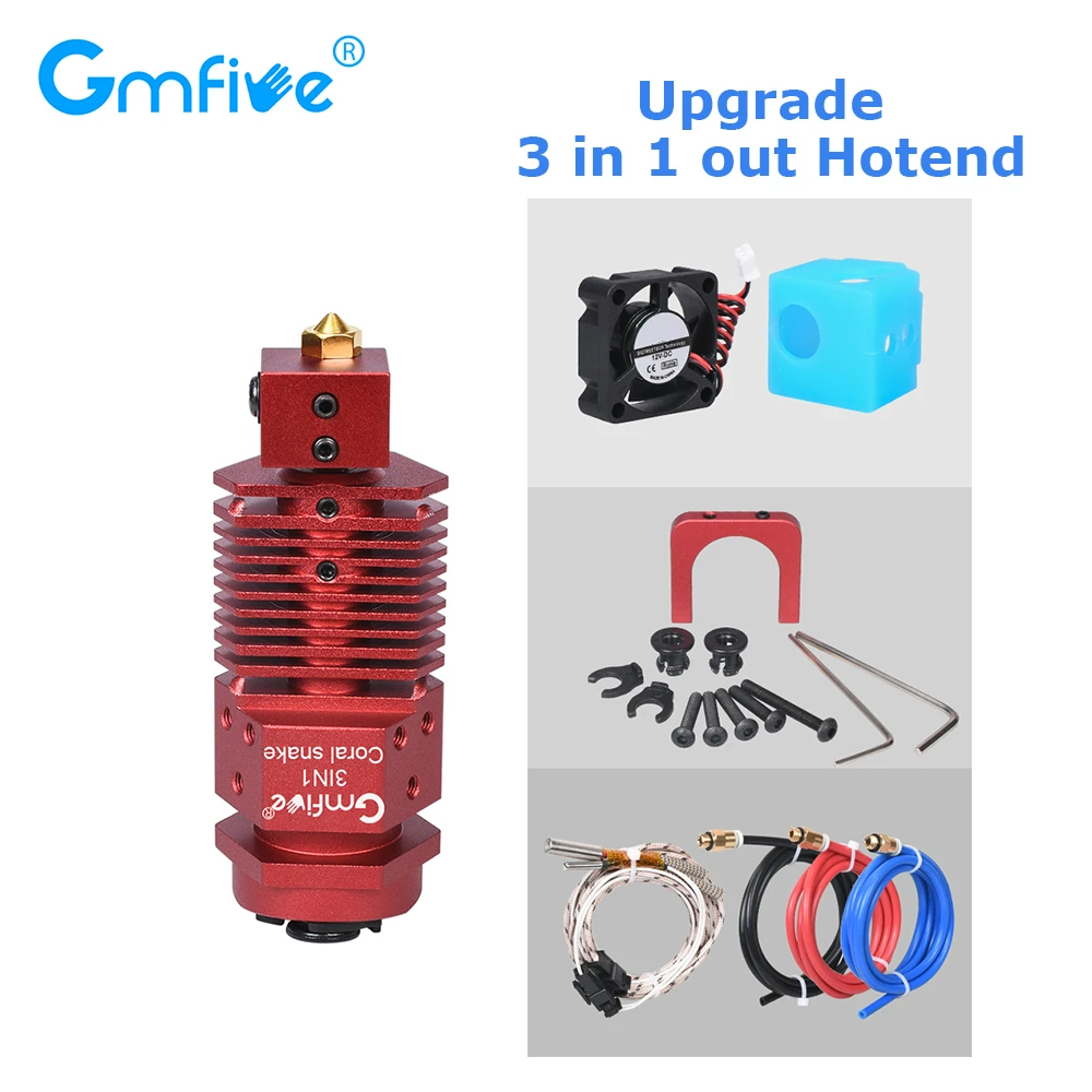

GmFive 3 In 1 Out Hotend J-head Hotend Bowden Extruder 1.75MM Filament 12/24V For CR10 Printer Titan 3D Printer Parts Upgrade