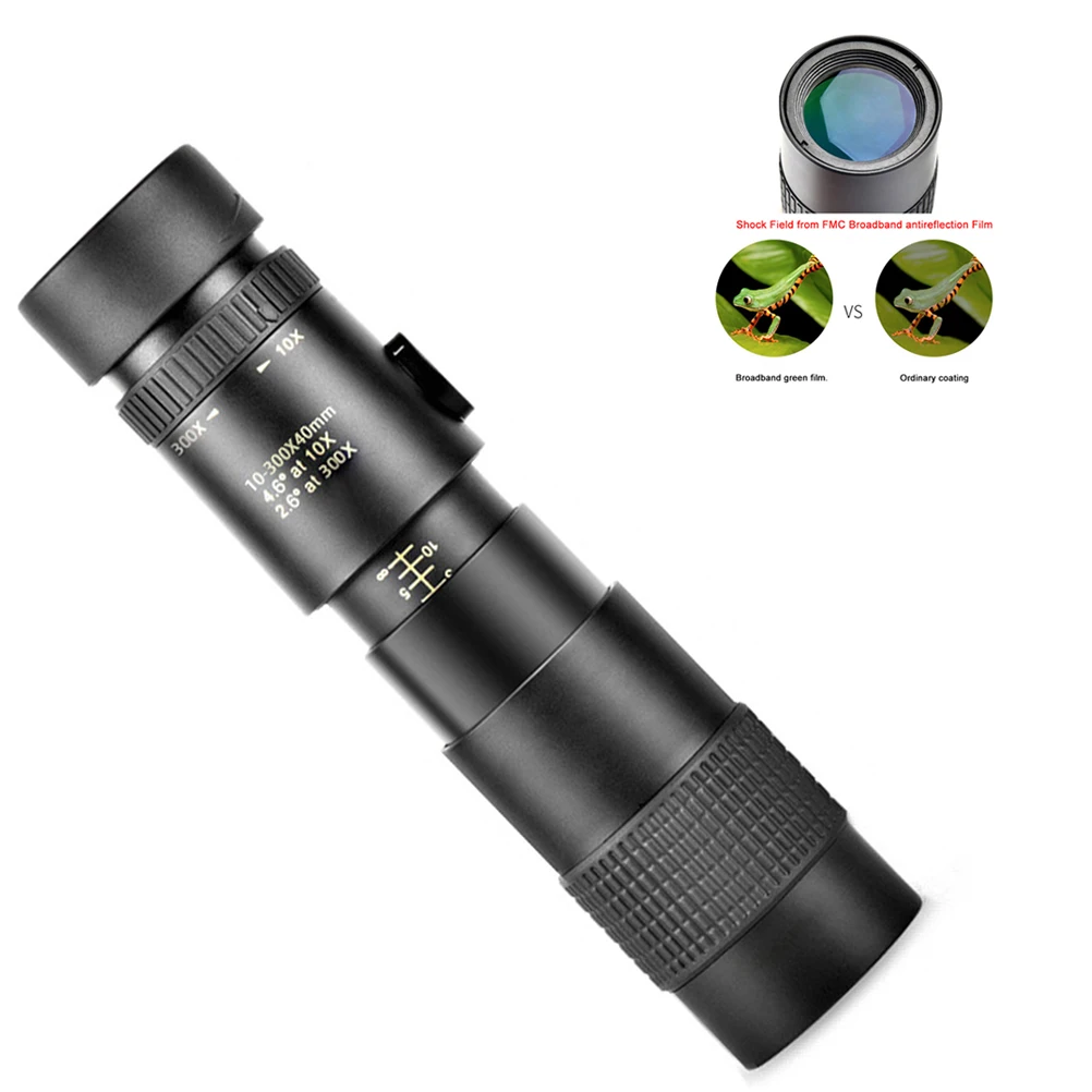 

1 Pcs 10-300X40mm Zoom Monocular Telescope Compact Waterproof Telescope for Hiking Camping Bird Watching