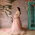 Цветочные тюлевые платья для беременных с длинным рукавом кружевные с длинным шлейфом мягкие тюлевые платья для беременных
