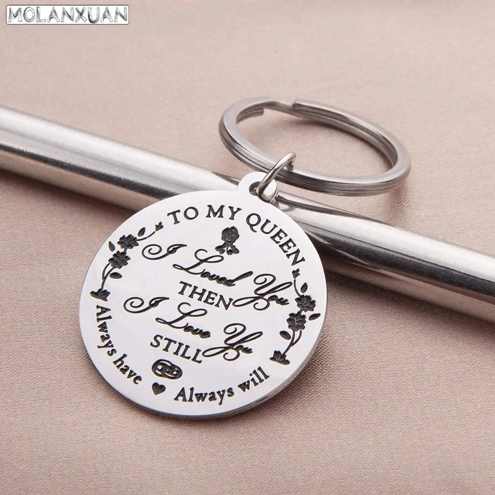 

Women Keychain for Wife Birthday Bride Wedding Day Girl Her Girls Daughter Marriage Valentines Christmas Chrismas My Queen Gift