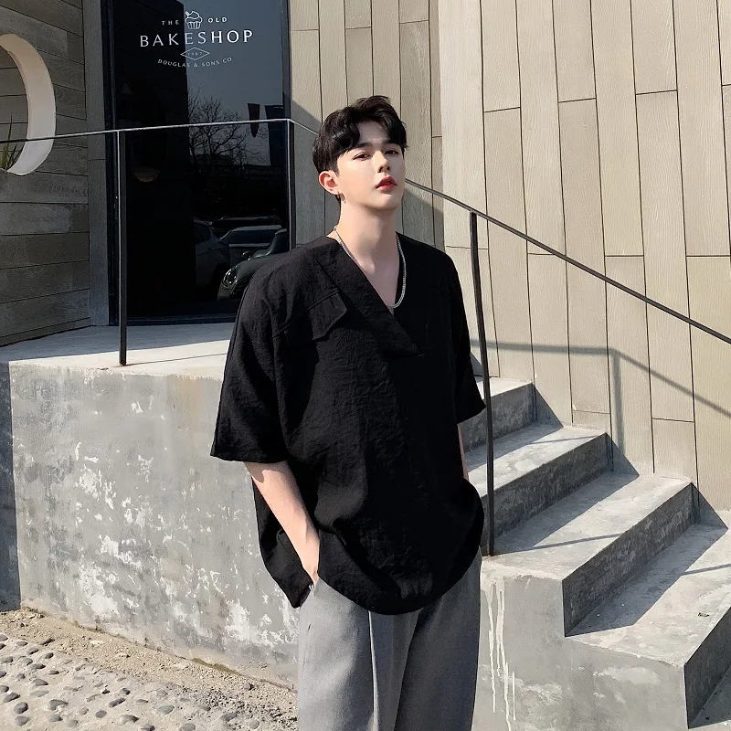 Мужская футболка с коротким рукавом Yamamoto dark свободная трехмерная Асимметричная