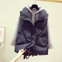 cotton autumn short womens vest and winter korean version loose thickened sleeveless collar rope bread girl