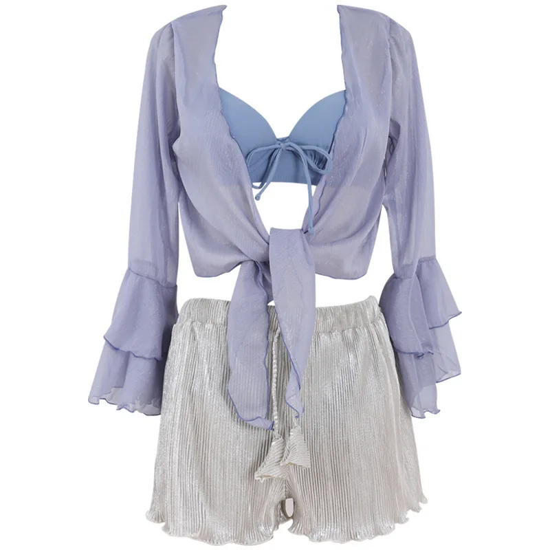 

Swimsuit For Girls Tankini Swimsuits Women Bathing Suit Swim Wear Bikini Sexy Split Long Sleeve Fairy Korean Ins 2020 New