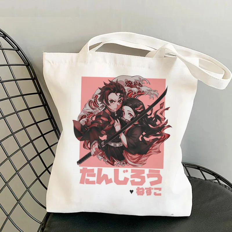 

Demon Slayer Kimetsu No Yaiba shopping ручная сумка для шоппинга, холщовая Хлопковая Сумка, многоразовая сетчатая складная сумка