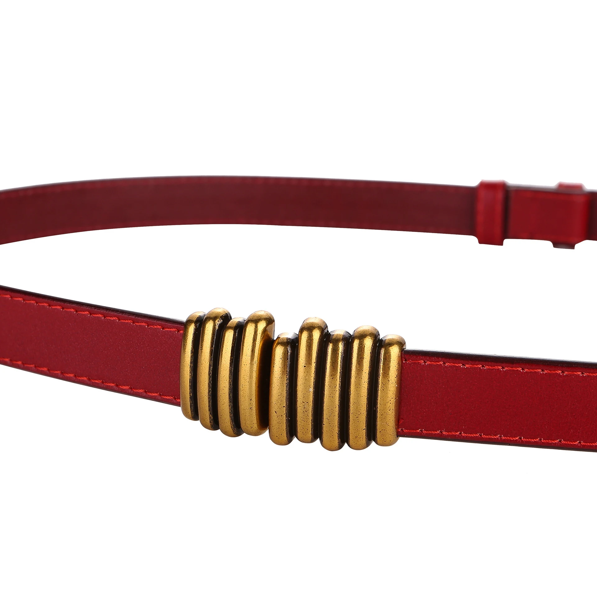 

2021 Trend Thin Leather Belt Women's Accessories Jacket Sweater Dress Trend All-Match Cowhide Double Buckle Ladies Belt