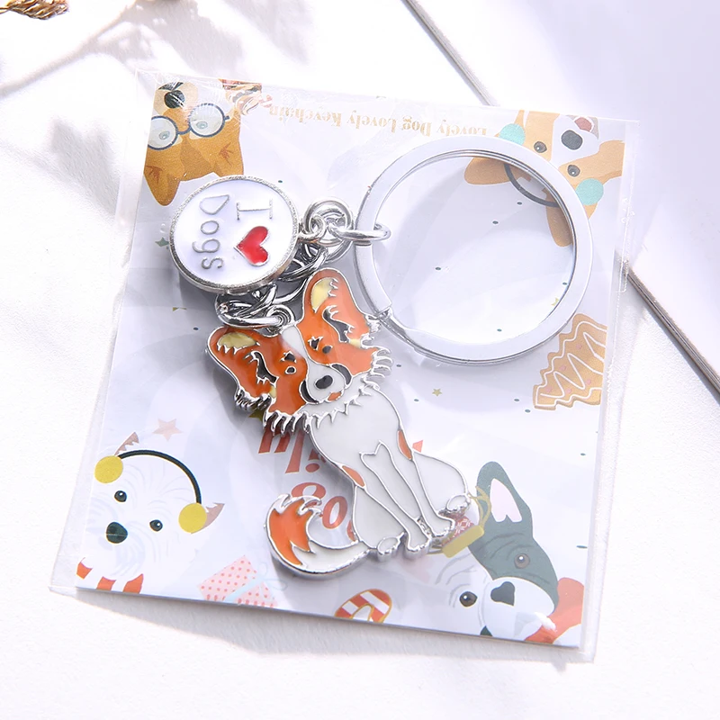 Милый металлический брелок бабочка для ключей с сумочкой эмалированная собака