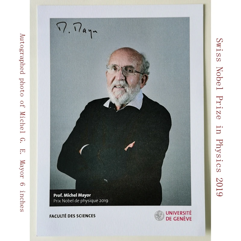 Swiss scientist's 2019 Nobel Prize in Physics Michel G. E. Mayor Autographed photo 6 inches