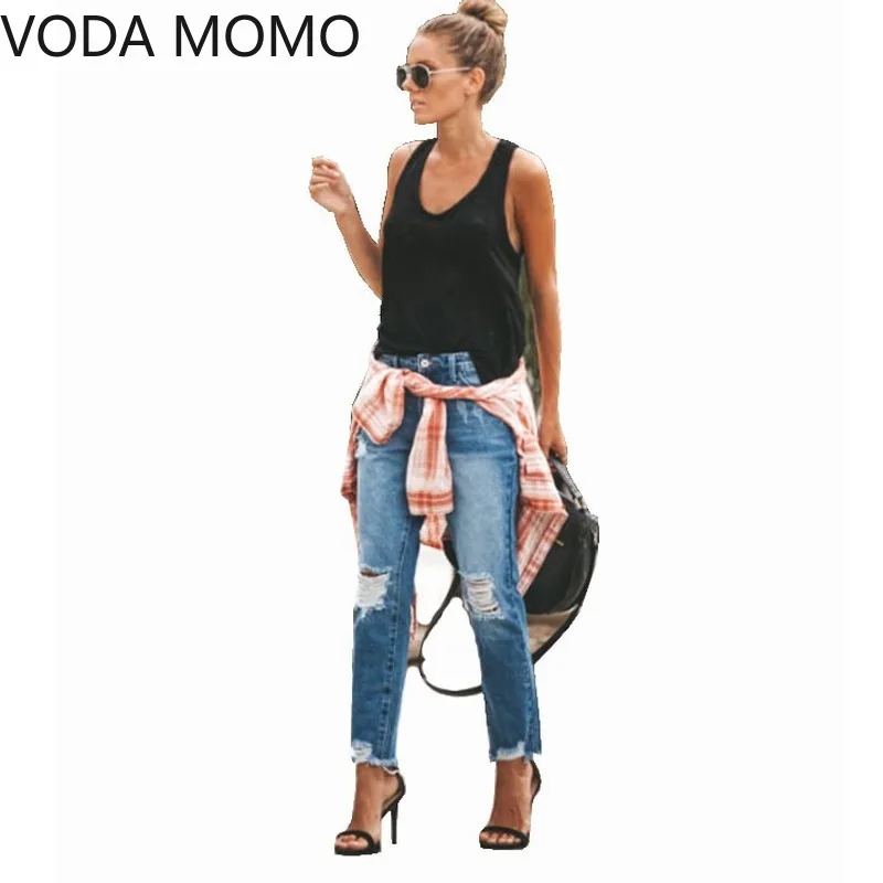 Женские рваные джинсы 2020 корейские модные брюки-карандаш в стиле бойфренда с