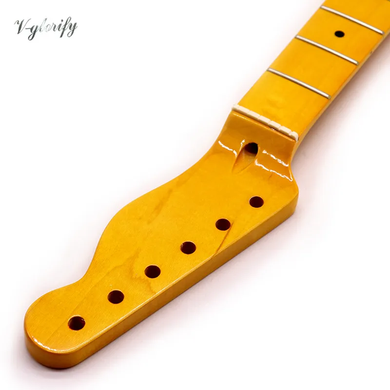 gelb tl e gitarre hals hochglanz finish 22 bünde kanada ahorn holz tl gitarre neck mit mittleren linie auf die zurück free global shipping