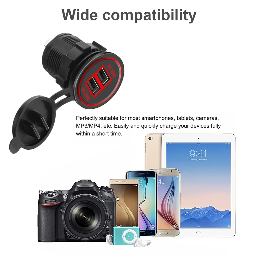 Автомобильное зарядное устройство с двумя USB-портами 12 В/24 В 4 2 А | Автомобили и