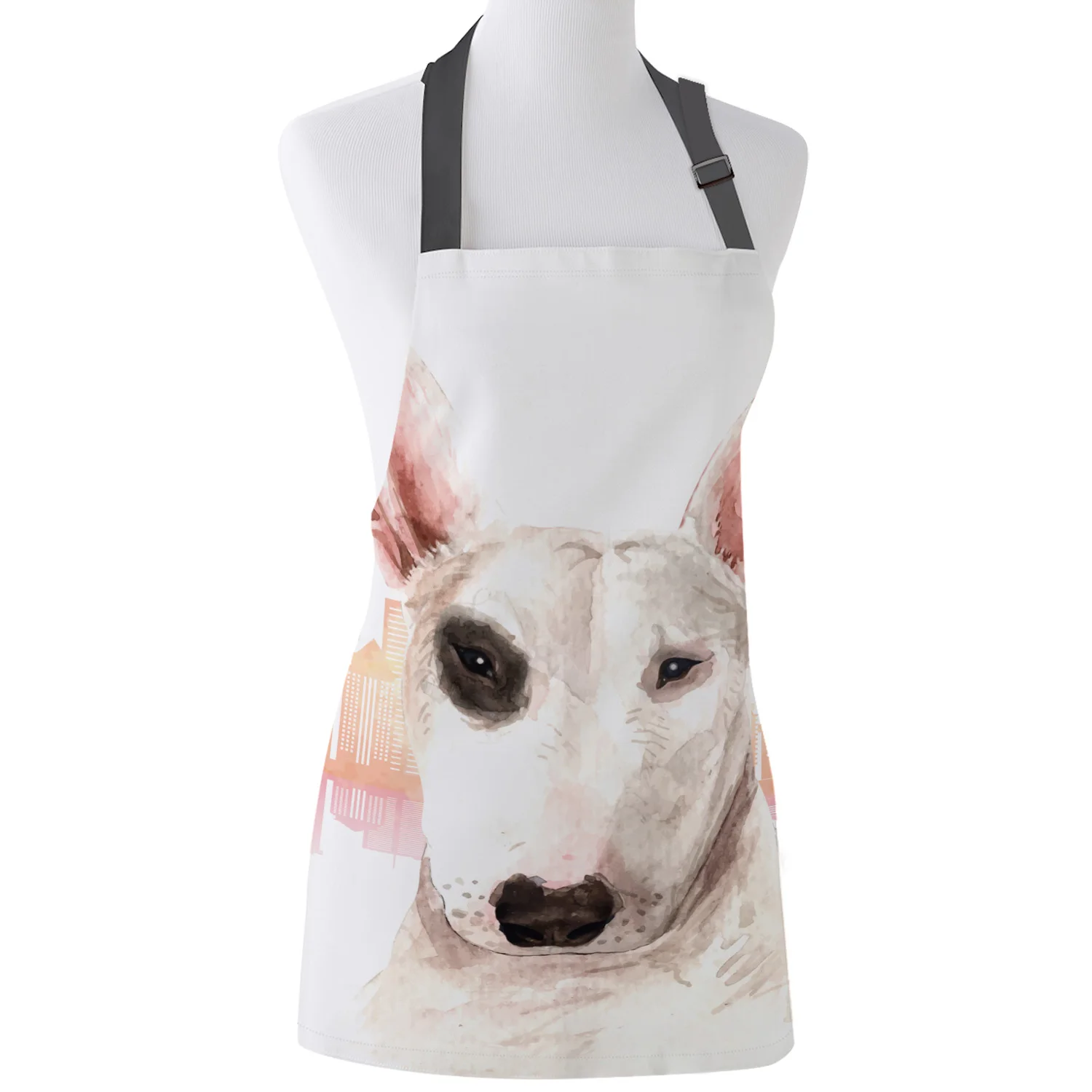 

Funny Apron Vancouver City Building Bull Terrier Dog Kitchen Aprons for Women Man Kids Home Cooking Baking Waist Bib Home Use