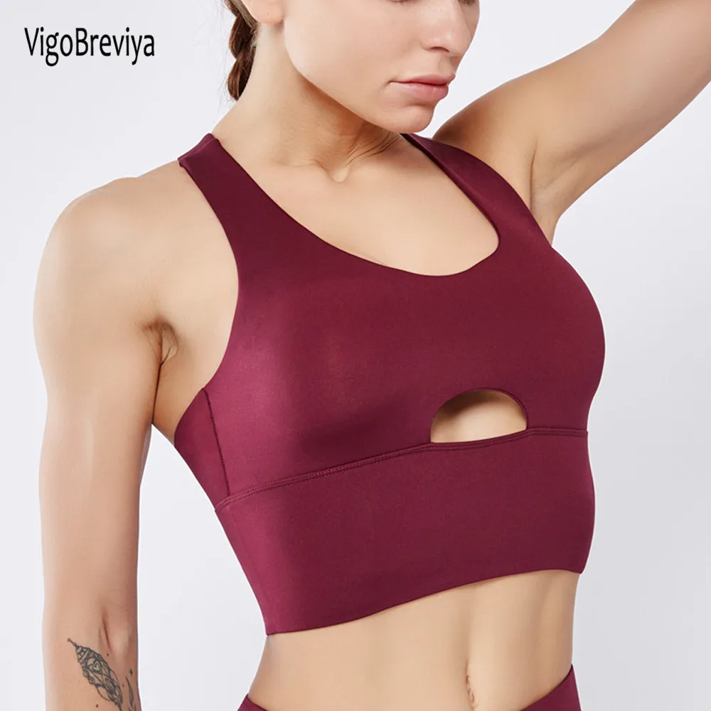 

VigoBreviya Women High Impact Push Up Seamless Sports Bra Hollowed Workout Sport Top Crop Fitness Wear For Yoga Gym Brassiere