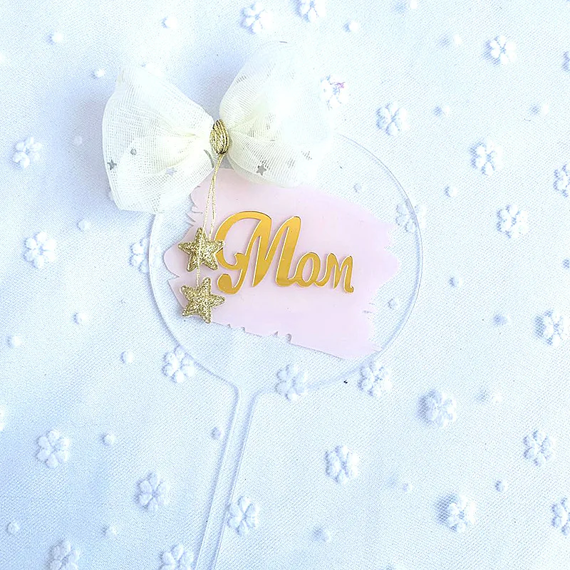 INS цвета: золотистый Туфли на день матери Большие торт Топпер для лучшего I Love Mama