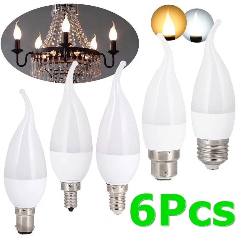 

6pcs /lot LED Candle E14 AC220V 9W Save Energy spotlight Warm / cool white chandlier crystal Lamp Ampoule Bombillas Home Light