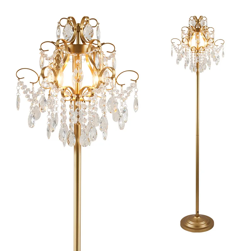 European style retro luxury LED crystal iron table lamp floor for living room study bedroom decoration lighting | Лампы и освещение