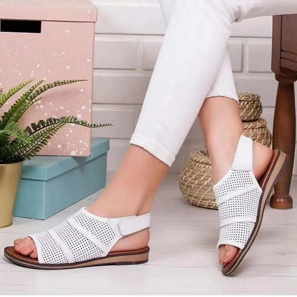 

Summer Shoes Women Large Size Roman Sandals Hollow Out Flat With Soft Bottom Shoes Women's FootwearSandals Mujer