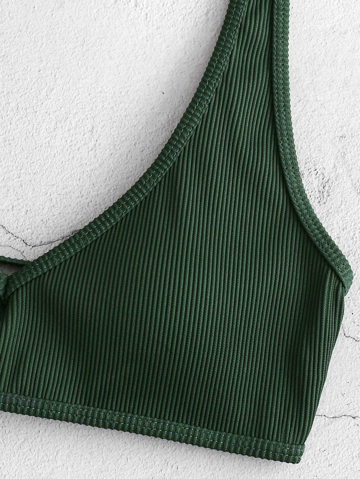 ZAFUL Textured Ribbed Bikini Swimsuit 2020 Rib Special Fabric Strapping Waistcoat Removable Padded V Neck Two-Piece Suits | Спорт и