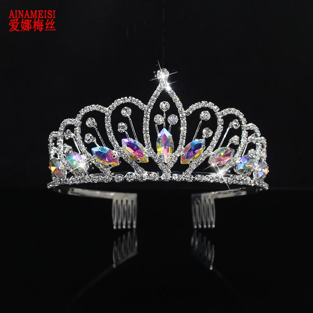 

AINAMEISI Luxury Crystal Bridal Tiaras Princess Crowns Queen Pageant Prom Gold Rhinestone Women Wedding Hair Accessory
