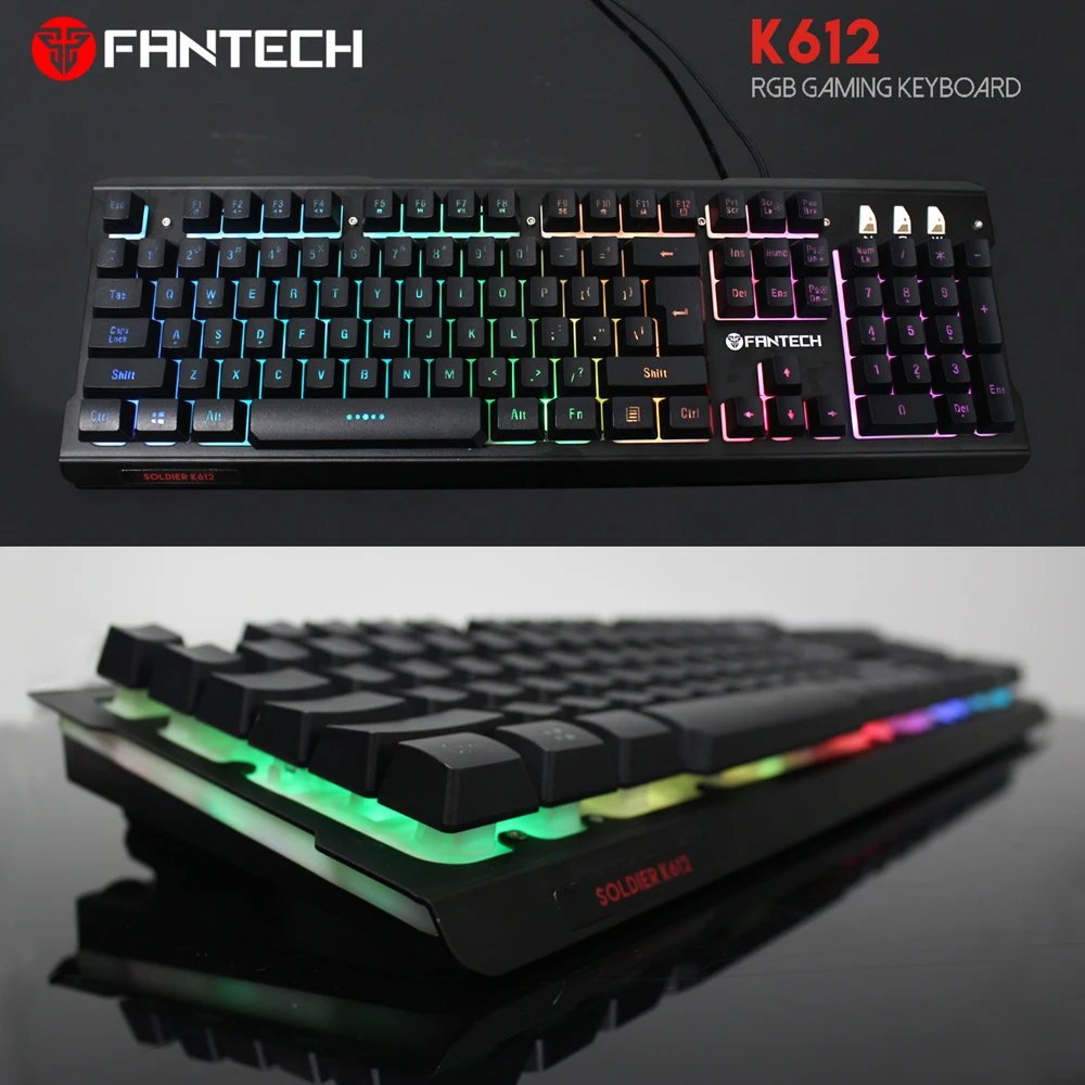 USB RGB клавиатура FANTECH K612 с 19 кнопками игровая без конфликтов 104 клавиш для ПК