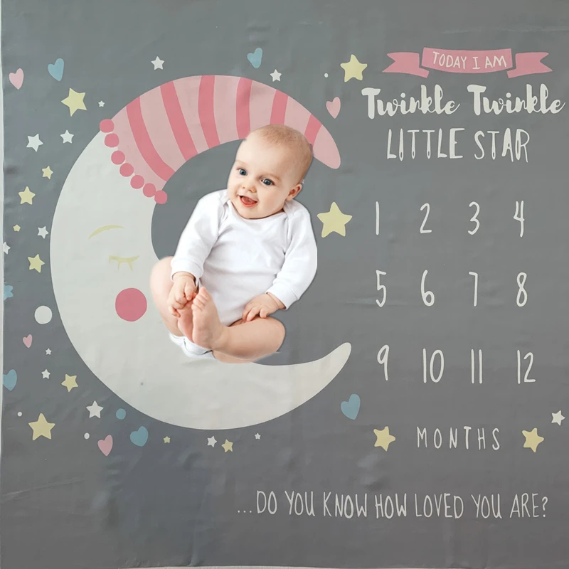 

1m Moon Newborn Baby Monthly Milestone Blanket Weeks Months Photo Background Diaper Birthday Photography Accessories Props