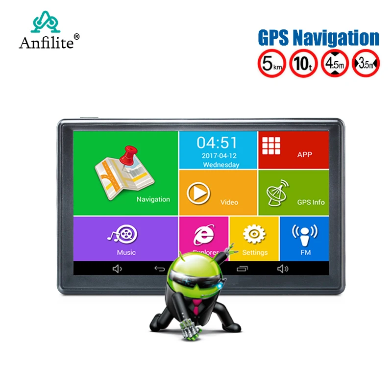 Anfilite 7 дюймовый емкостный GPS навигатор для грузовика Android 4.4.2 WIFI 16 Гб DDR 512M