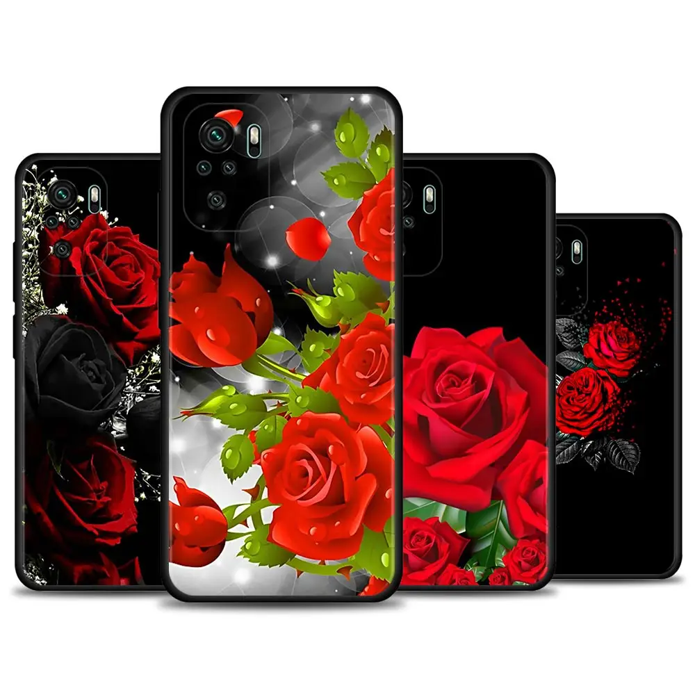 Чехол для Redmi Note 10 Pro Max 9 8 8T 7 чехол K40 Plus Power 9A 9C 9T 8A ярко-красные розы с цветами |
