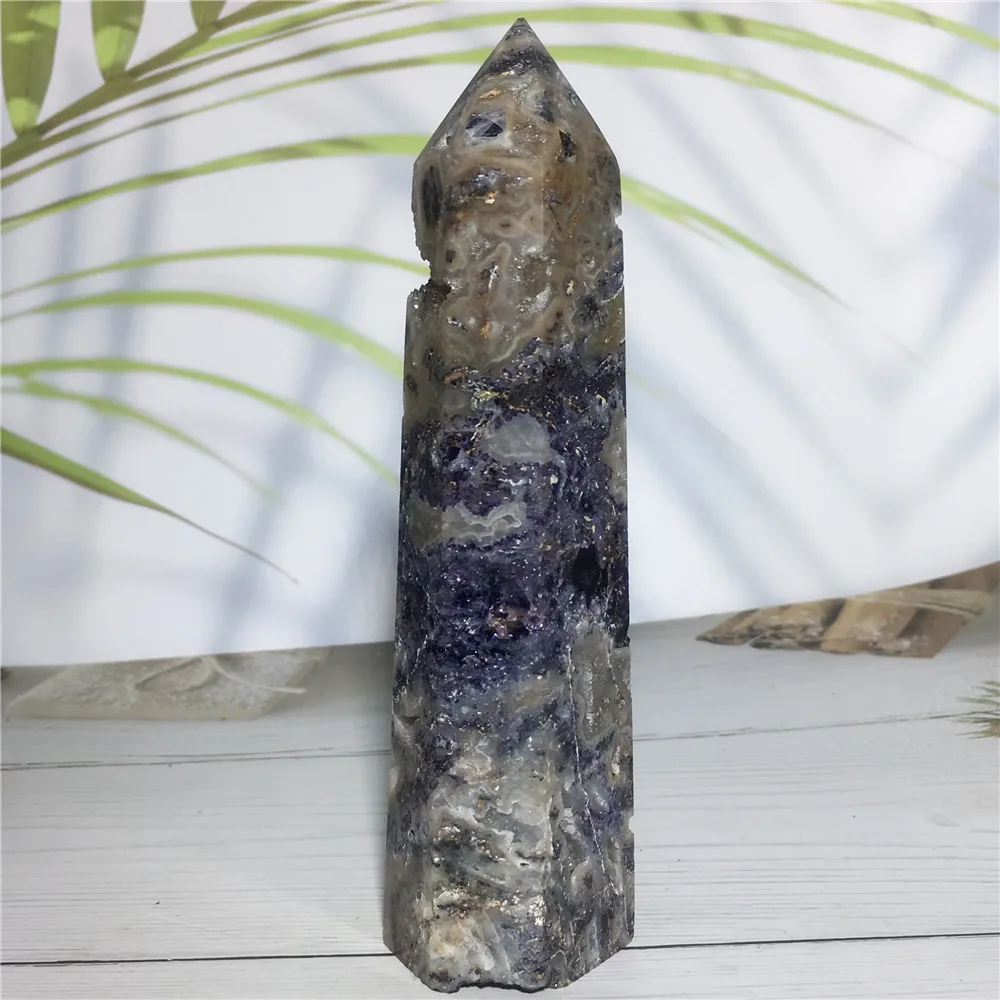 

Natural Agate Geode Crystal Quartz Point Wand Home Furnishing Decoration Chakra Healing Druzy Stone Rod Column Tower Ornament